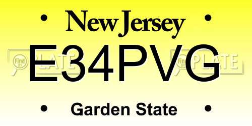 E34PVG New Jersey License Plate