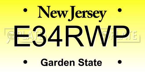 E34RWP New Jersey License Plate