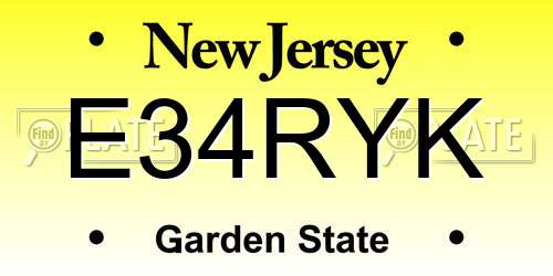 E34RYK New Jersey License Plate
