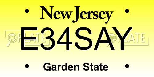 E34SAY New Jersey License Plate