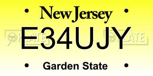 E34UJY New Jersey License Plate