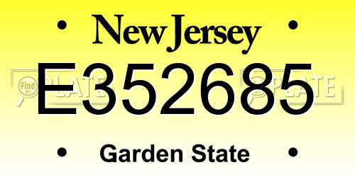 E352685 New Jersey License Plate