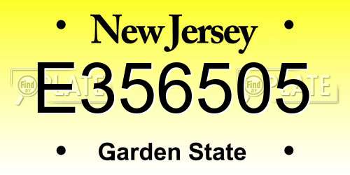 E356505 New Jersey License Plate