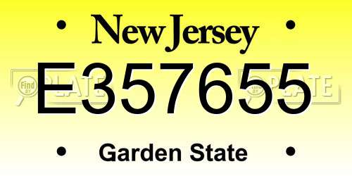 E357655 New Jersey License Plate