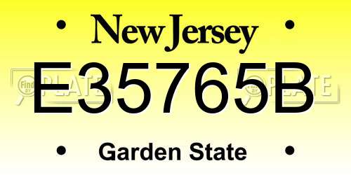E35765B New Jersey License Plate