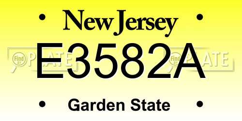 E3582A New Jersey License Plate