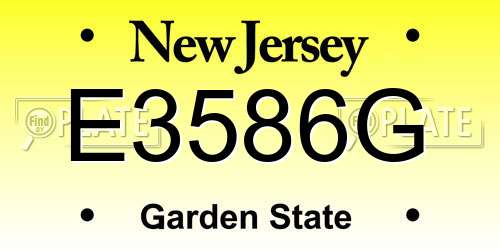 E3586G New Jersey License Plate