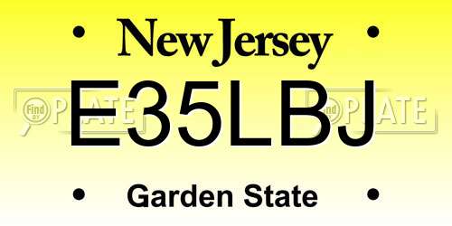 E35LBJ New Jersey License Plate