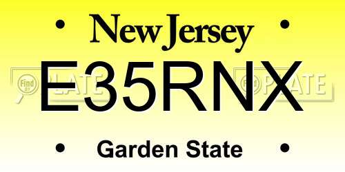 E35RNX New Jersey License Plate