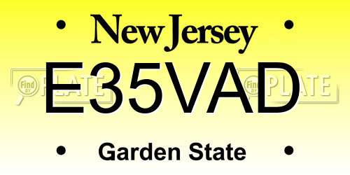 E35VAD New Jersey License Plate