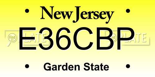E36CBP New Jersey License Plate