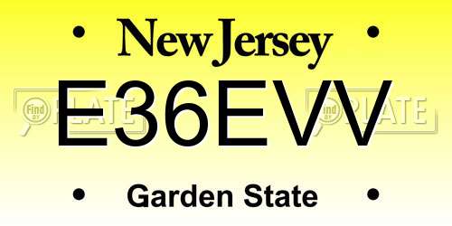 E36EVV New Jersey License Plate