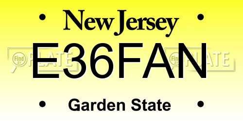 E36FAN New Jersey License Plate