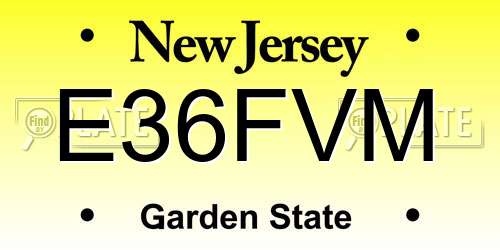 E36FVM New Jersey License Plate