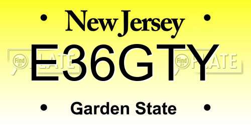 E36GTY New Jersey License Plate