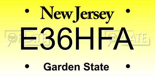 E36HFA New Jersey License Plate