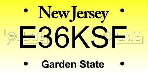 E36KSF New Jersey License Plate
