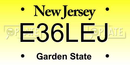 E36LEJ New Jersey License Plate