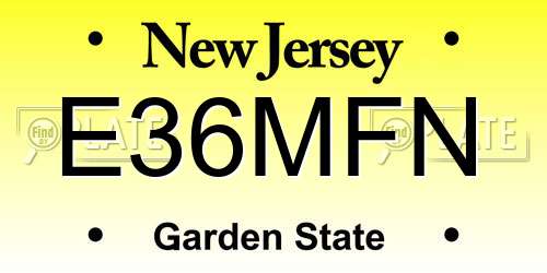 E36MFN New Jersey License Plate