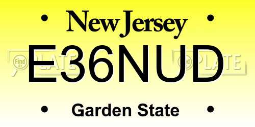 E36NUD New Jersey License Plate