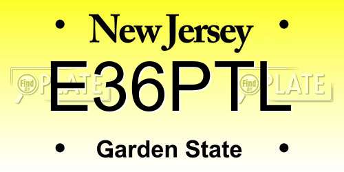 E36PTL New Jersey License Plate