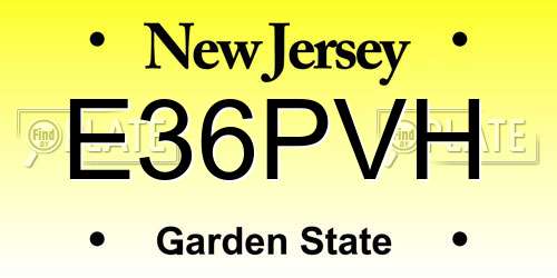 E36PVH New Jersey License Plate