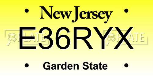 E36RYX New Jersey License Plate