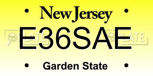 E36SAE New Jersey License Plate