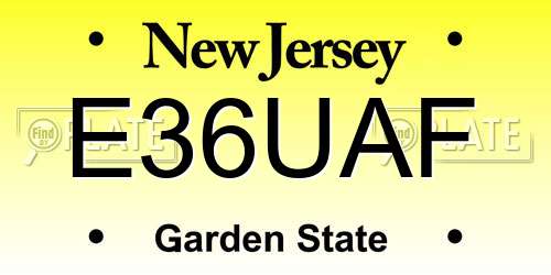 E36UAF New Jersey License Plate