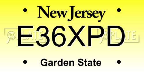E36XPD New Jersey License Plate