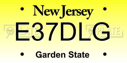 E37DLG New Jersey License Plate