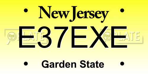 E37EXE New Jersey License Plate
