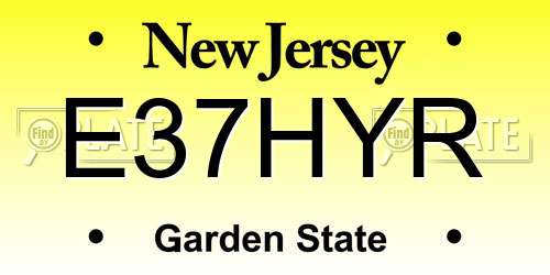 E37HYR New Jersey License Plate