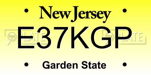 E37KGP New Jersey License Plate