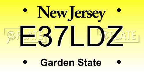 E37LDZ New Jersey License Plate