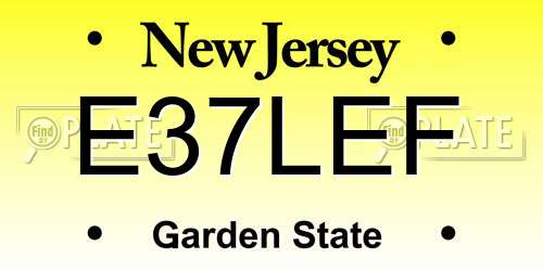 E37LEF New Jersey License Plate