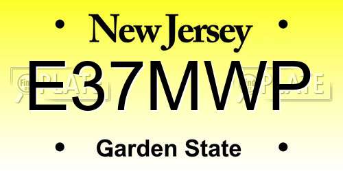 E37MWP New Jersey License Plate