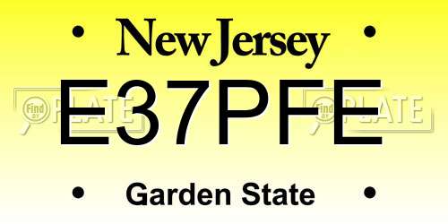 E37PFE New Jersey License Plate