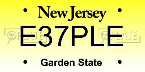 E37PLE New Jersey License Plate