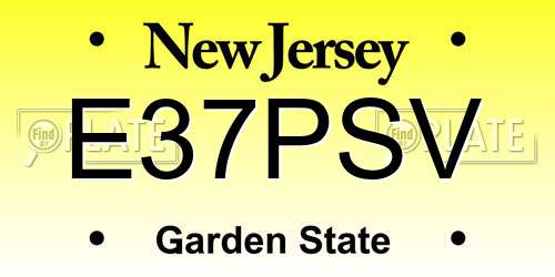 E37PSV New Jersey License Plate
