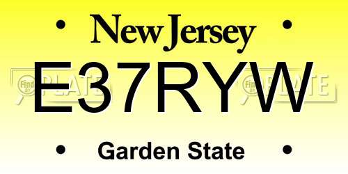 E37RYW New Jersey License Plate
