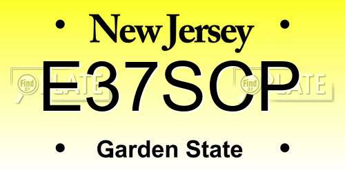 E37SCP New Jersey License Plate