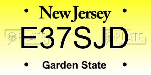 E37SJD New Jersey License Plate