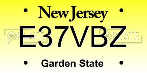 E37VBZ New Jersey License Plate