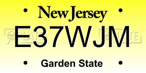 E37WJM New Jersey License Plate