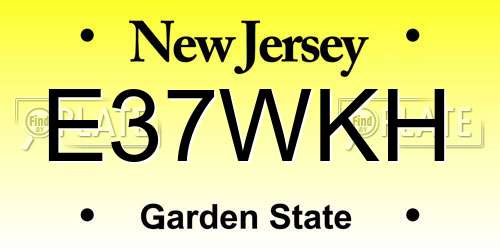 E37WKH New Jersey License Plate
