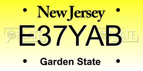E37YAB New Jersey License Plate