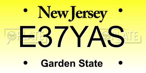 E37YAS New Jersey License Plate