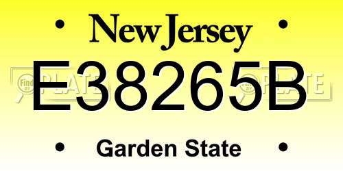 E38265B New Jersey License Plate