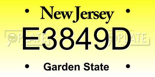 E3849D New Jersey License Plate
